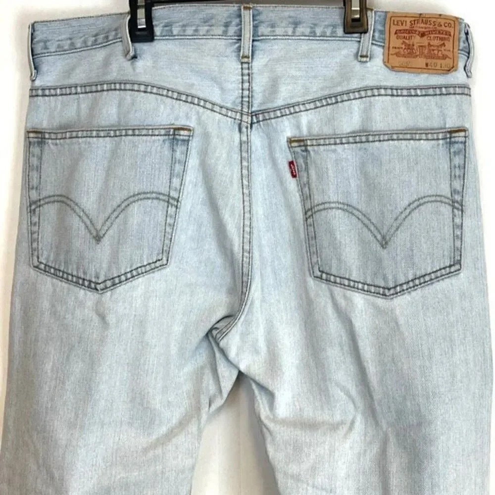 Levi's 505 Jeans Men's W40 L30 Blue‎ Denim Regular Fit Straight Leg Light Wash